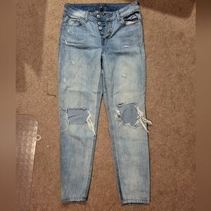 Women's Light Blue Distressed Skinny Jeans